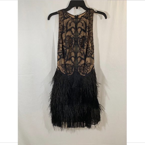 NEW $648 Tadashi Shoji‎ Aubrie Mini Fringe Lace Great Gatsby Dress [ SZ 2 ] - Picture 4 of 13